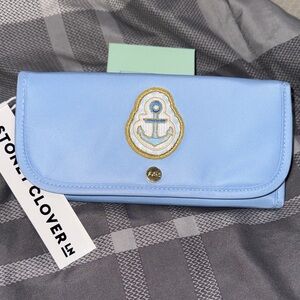 Stoney Clover Lane Light Blue Wallet with Anchor Emblem